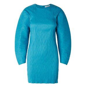 Oval Square Iggy Dress Mini Statement Barrel Sleeves Modern Disco Pleated Party